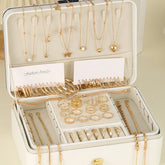 Elegant Vintage Chic Jewelry Set Including Pendant Necklaces,Twisted C-Hoop Earrings,Gold Color Rings,Bracelet ,Daily Outfits - DaHui