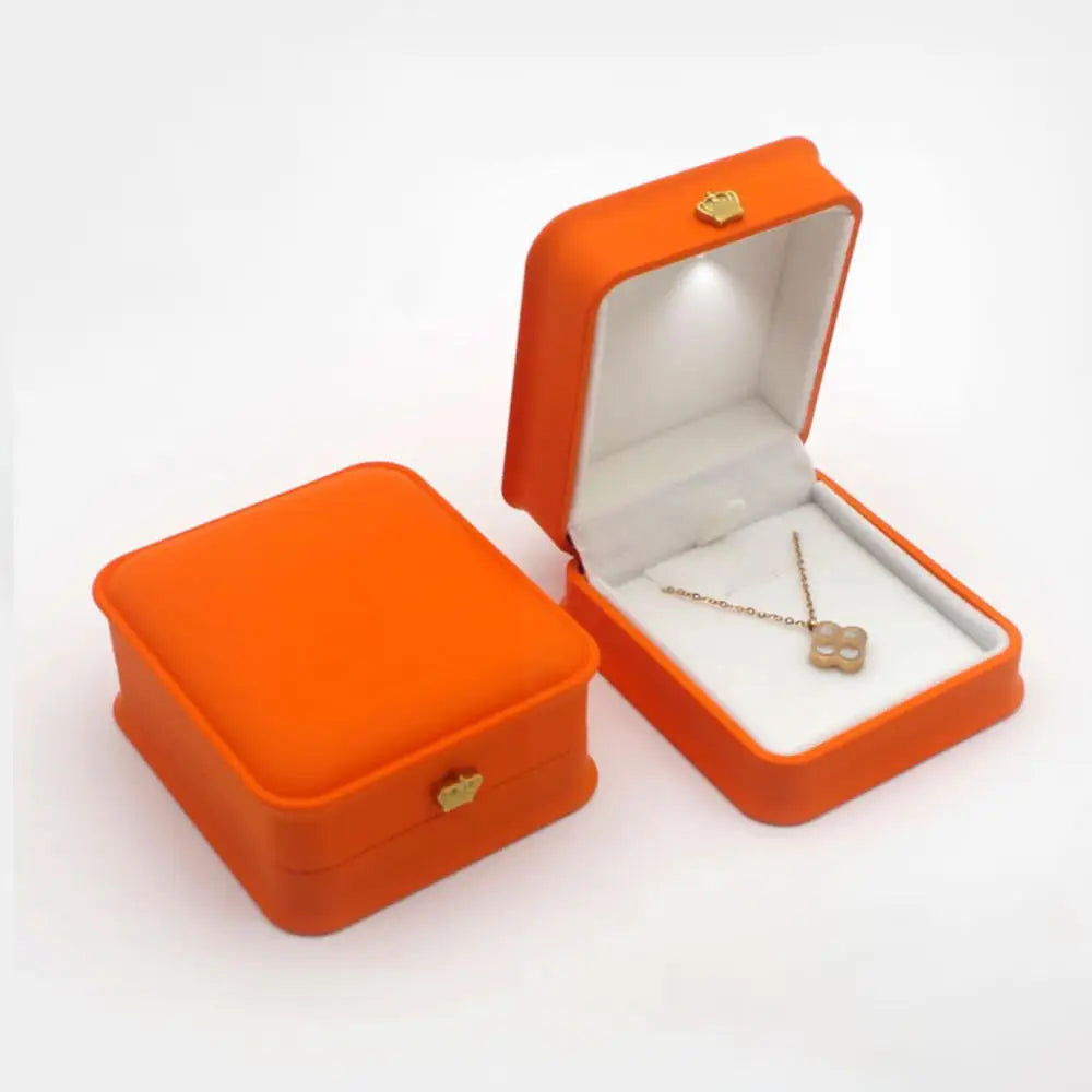 Alt Tag: Modern velvet LED velvet ring box with light jewelry display case for proposal engagement wedding