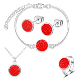 Luxury Quality Quartz Rhinestone Jewelry Sets for Women Simple Round Earrings Necklaces Set Bridal 4 Piece Silver Plated Jewelry - DaHui
