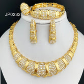 Alt Tag: Style zinc alloy 18K gold plated jewelry set for women necklace earrings ring bracelet set for party