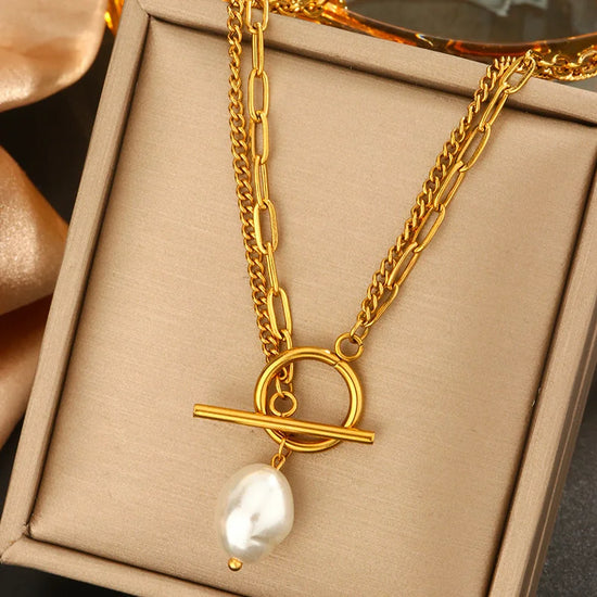 Trend Elegant Jewelry Wedding Big Pearl Pendant Chain Necklace For Women Fashion White Imitation Pearl Choker Necklace - DaHui