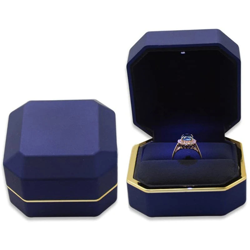 Alt Tag: LED velvet ring box with light luxury velvet jewelry ring box for proposal engagement wedding