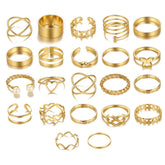 Elegant Vintage Chic Jewelry Set Including Pendant Necklaces,Twisted C-Hoop Earrings,Gold Color Rings,Bracelet ,Daily Outfits - DaHui