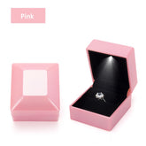 LED velvet ring box with light, luxury velvet ring box jewelry case for proposal engagement wedding