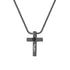 custom cross projection necklace for men with a sleek black cross pendant on a link chain.