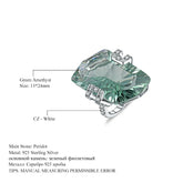 Alt Tag: 925 sterling silver jewelry set for women green amethyst peridot ring with white CZ accents, 13x24mm gemstone