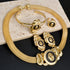 Alt Tag: 18k gold plated Dubai jewelry set for women with mesh necklace, bracelet, earrings and ring in 18K gold color