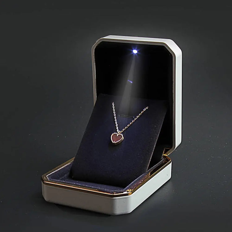 Alt Tag: Luxury velvet LED velvet ring box with light jewelry display case for proposal engagement wedding