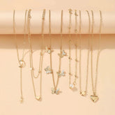 Elegant Vintage Chic Jewelry Set Including Pendant Necklaces,Twisted C-Hoop Earrings,Gold Color Rings,Bracelet ,Daily Outfits - DaHui