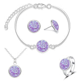 Luxury Quality Quartz Rhinestone Jewelry Sets for Women Simple Round Earrings Necklaces Set Bridal 4 Piece Silver Plated Jewelry - DaHui