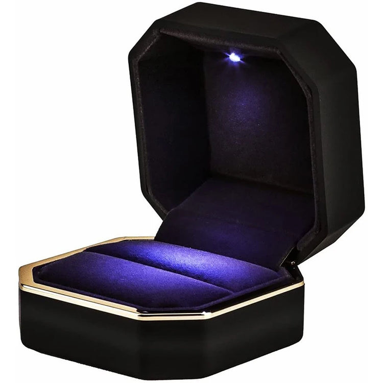 LED velvet ring box with light luxury velvet jewelry ring box for proposal engagement wedding