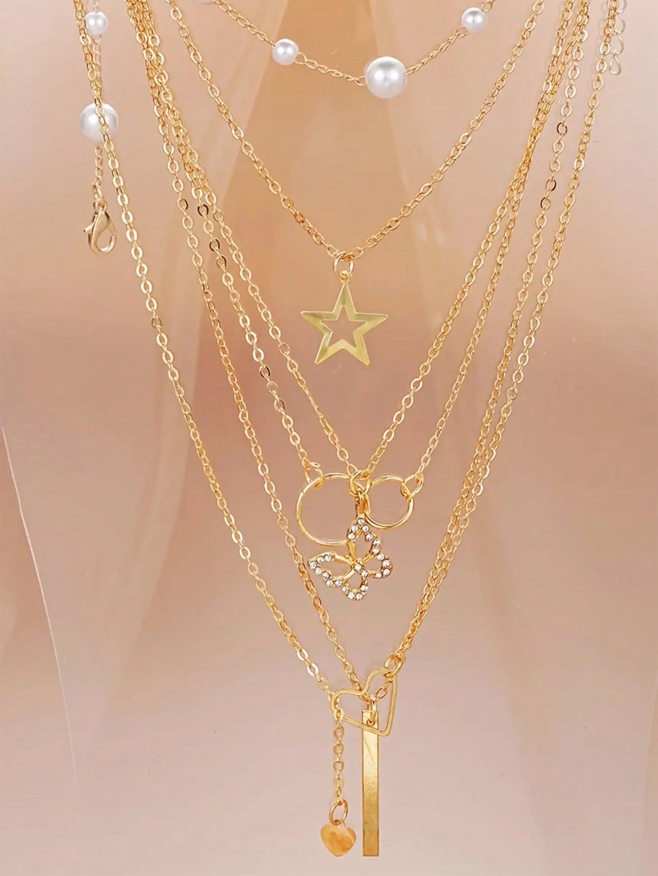 86pcs/Set Elegant Pearl Earrings Multi-Layered Necklace Ear Studs Rings 4-In-1 Jewelry Set For Women Daily Wear Gift (No Box) - DaHui