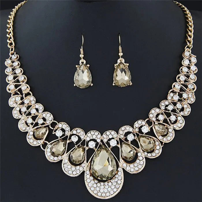 Luxury Wedding Bridal Jewelry for Brides Women Necklace Gold Silver Color Rhinestone Crystal Choker Necklaces  Jewelry - DaHui