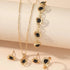 heart crystal jewelry set for women gold heart necklace, bracelet, earrings and ring with black crystal stones