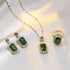 4PCS Sets Exquisite Quadrate Rhinestone Necklace Earrings Ring Jewelry Set Charm Ladies Jewelry Fashion Bridal Gifts - DaHui