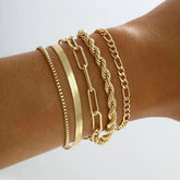 Elegant Vintage Chic Jewelry Set Including Pendant Necklaces,Twisted C-Hoop Earrings,Gold Color Rings,Bracelet ,Daily Outfits - DaHui